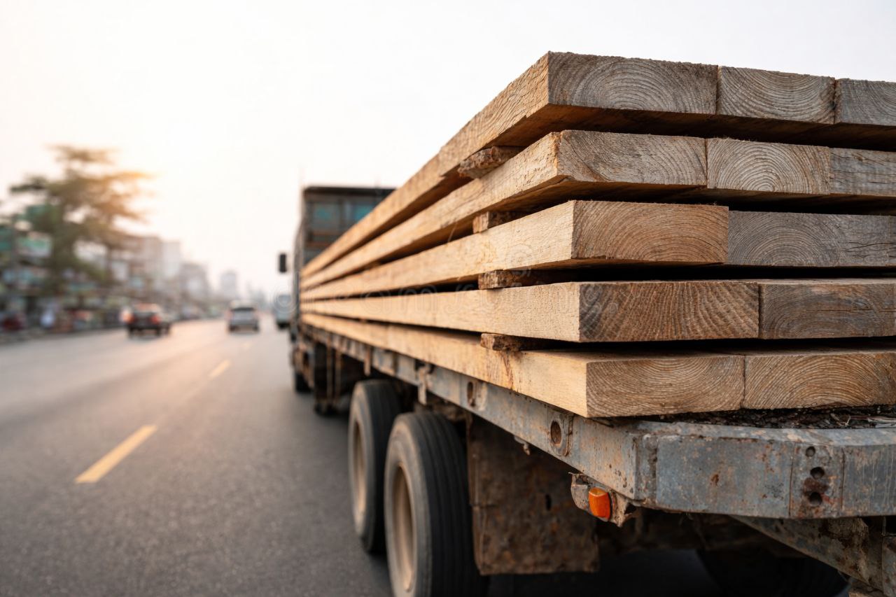 Chargement de bois sur camion